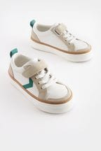 White/Green Standard Fit (F) Touch Fastening Chevron Shoes
