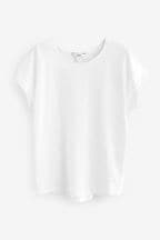 White Short Sleeve Crew Neck Slub T-Shirt