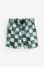 Aqua Blue Checkerboard Plain Pull-On Shorts (3mths-7yrs)