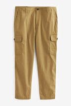 Tan Brown Linen Blend Cargo Trousers