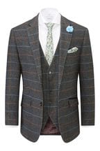 Skopes Doyle Grey Tweed Tailored Fit Wool Blend Suit Jacket