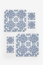 Lot de 4 sets de table et sous-verres à carreaux en liège morrocan