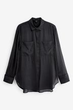 Black Sheer Longline Shirt