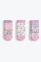 JoJo Maman Bébé Pink Girls' 3-Pack Bunny Socks