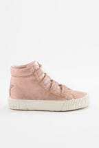 Pink Shimmer Star Detail Touch Fastening High Top Trainers