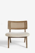 Oslo Faux Fur Natural Bronx Rattan Frame Bodhi Wooden Accent Chair