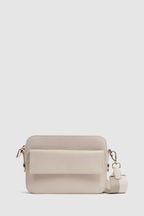 Reiss Off White Cleo Leather Crossbody Camera Bag