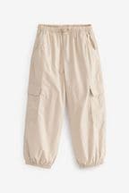 Neutral Stone Parachute Cargo Cuffed Trousers (3-16yrs)