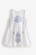 Blue/White Embroidered Cotton Dress (3mths-8yrs)