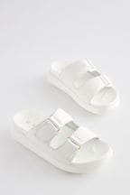 White Chunky Double Strap Sandals