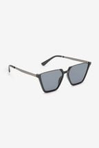 Black Flat Brow Cateye Sunglasses