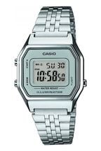 Casio 'Classic' Silver and LCD Plastic/Resin Quartz Chronograph Watch