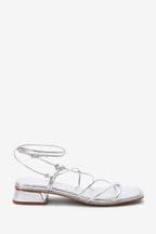 Silver Forever Comfort Knot Detail Ankle Strap Sandals