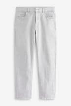 Pale Grey Straight Coloured Stretch Jeans