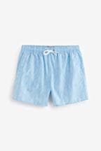 Blue/Ecru Cream Wave Printed Swim Shorts