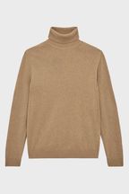 Reiss Camel Regal Roll Neck 100% Cashmere Jumper