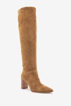 Camel Signature Suede Slouch Knee High Boots