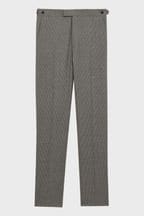 Reiss Brown Chewton Wool Puppytooth Mixer Trousers