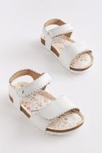 White Leather Standard Fit (F) Leather Corkbed Sandals