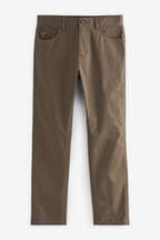 Brown Mushroom Slim Fit Textured Soft Touch Stretch Denim Jean Style Trousers