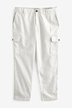 Light Grey Linen Blend Cargo Trousers