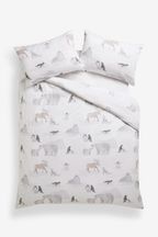 White Arctic Animals Reversible Brushed Cotton Duvet Cover and Pillowcase Set