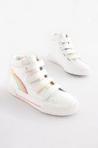White Rainbow Detail Touch Fastening High Top Trainers