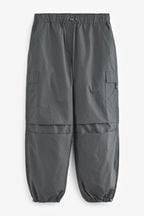 Charcoal Grey Parachute Cotton Cargo Trousers