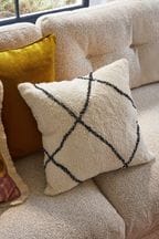 Natural Minimal Geometric 50 x 50cm Berber Cushion