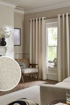 Natural Next Chic Bouclé Eyelet Lined Curtains