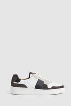 Reiss Mocha Aira Low Top Leather Trainers