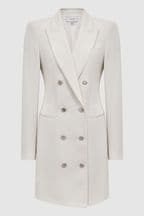 Reiss Cream Marcy Wool Blend Tuxedo Mini Dress