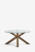 Dark Oak & Glass Round Coffee Table