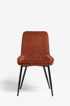 Set of 2 Solft Velvet Rust Brown Hamilton Non Arm Dining Chairs