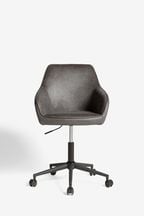 Monza Faux Leather Dark Grey Hamilton Black Leg Quilted Office Chair