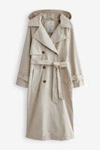 Sand Hooded Belted Trench Coat