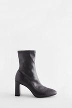 Black Round Toe Ankle Sock Boots