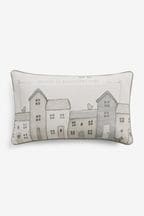 Grey There's No Place Like Home Embroidered Oblong Cushion