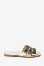 Gold Regular/Wide Fit Forever Comfort® Leather Mule Flat Sandals