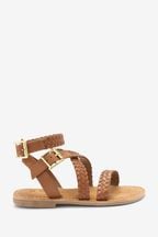 Tan Brown Leather Gladiator Sandals