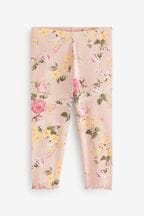 Pale Pink Floral Rib Jersey Leggings (3mths-7yrs)