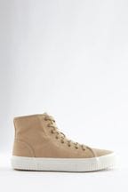 Stone Canvas High Top Trainers
