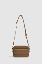 Reiss Taupe Cleo Leather Crossbody Camera Bag