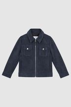 Reiss Airforce Blue Pike Suede Zip Through Jacket