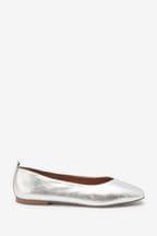 Silver Signature Leather Hi Cut Ballerina Shoes