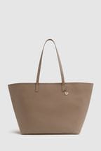 Reiss Taupe Dena Leather Tote Bag