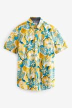Yellow Hawaiian Printed Short Sleeve Shirt