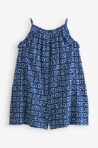 Blue Textured Strappy Frill Playsuit (3-16yrs)