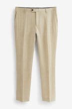 Stone Natural Slim Signature Nova Fides Italian Linen Suit Trousers