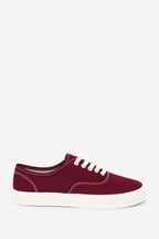 Burgundy Red Canvas Low Trainers